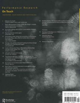 Back cover of Performance Research: Volume 27 Issue 2 - On Touch
